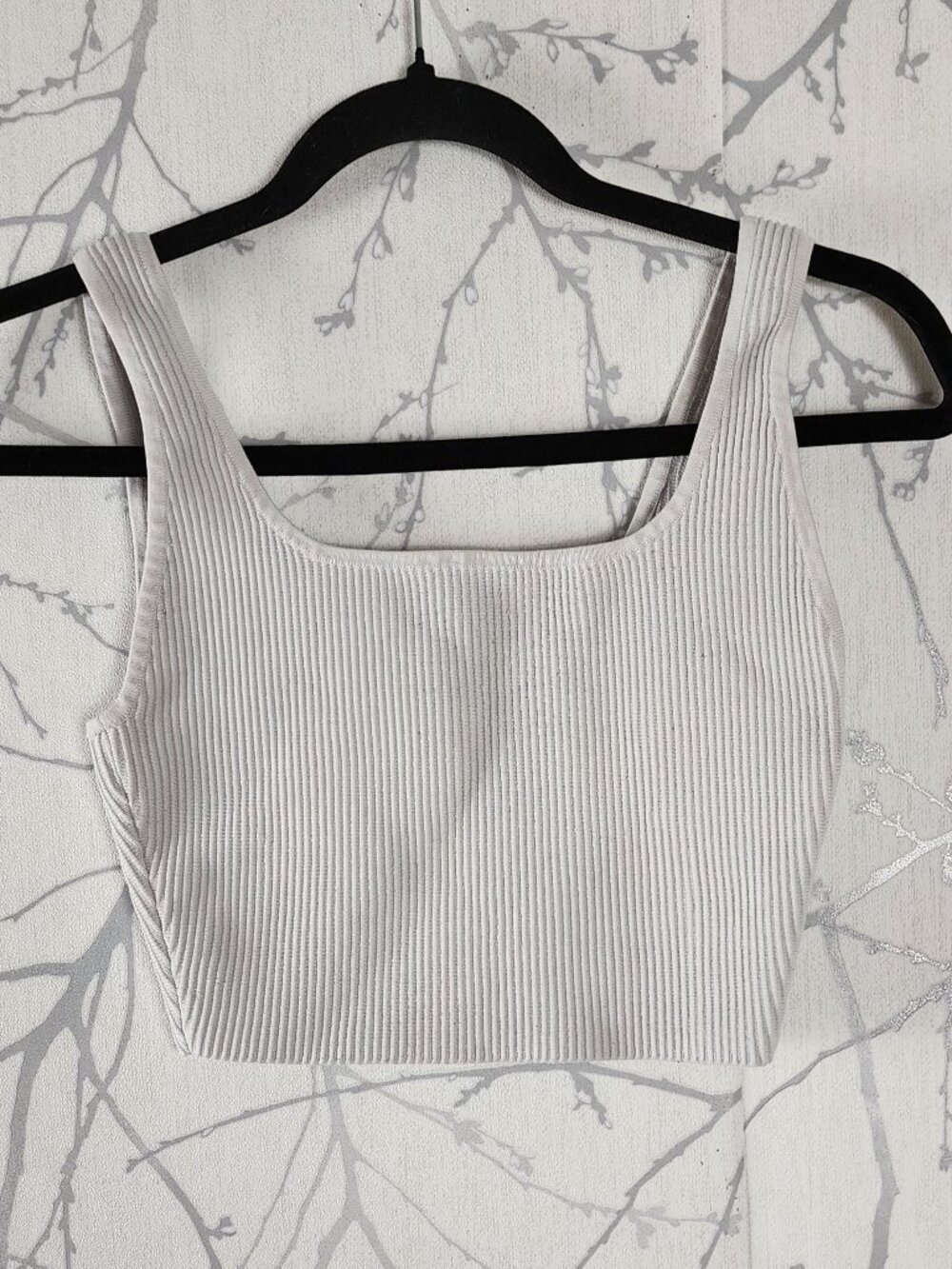 Babaton Off White Sculpt Knit Square Neck Cropped Tank - Picture 1 of 5